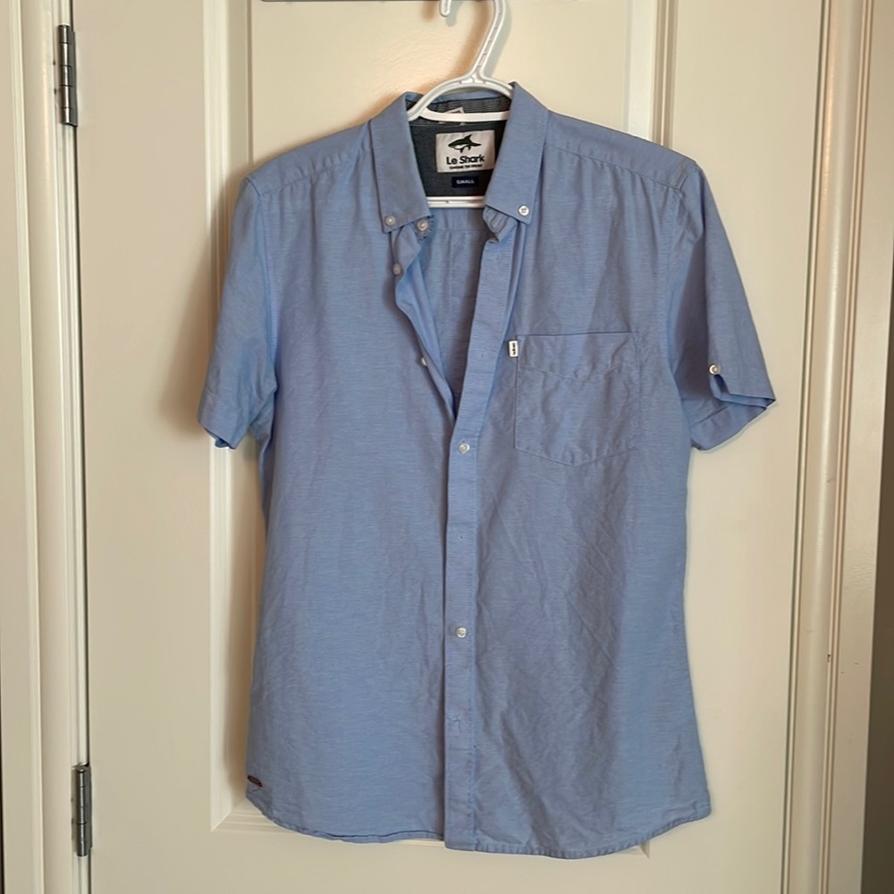 Light blue Le Shark short sleeve Oxford shirt